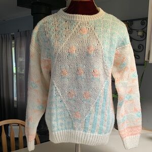 Stitch Works Pastel Floral Knit Sweater NWT